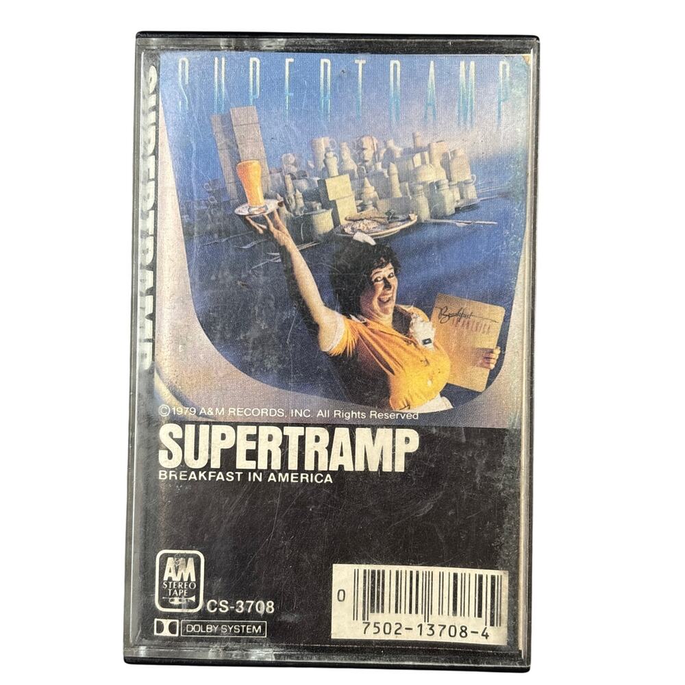 Vtg Supertramp Breakfast in America Cassette Tape CS-3708, 1979 A&M records